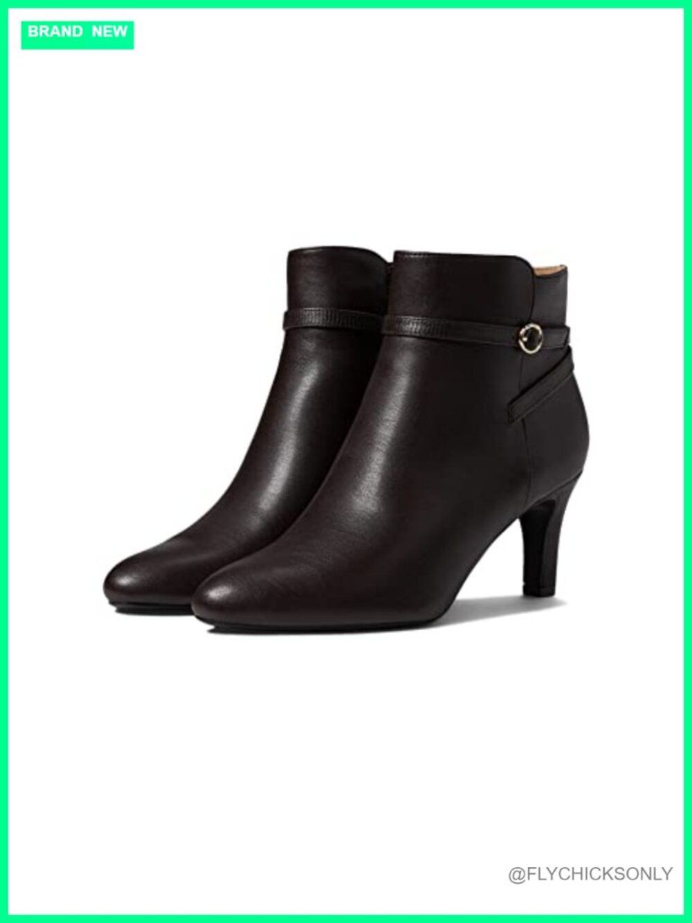 Faux Leather Almond Toe Ankle Bootie with Buckle Ornament